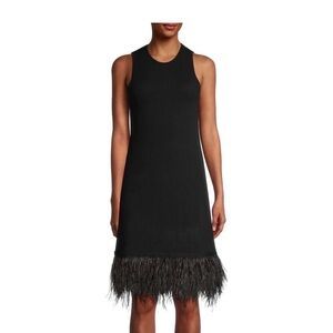 Minnie Rose Black Cashmere & Ostrich Feather Dress XL